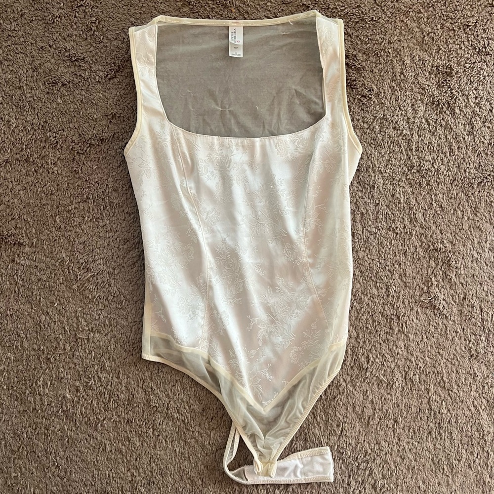 Victorias Secret Elegant Sheer Cream Bodysuit